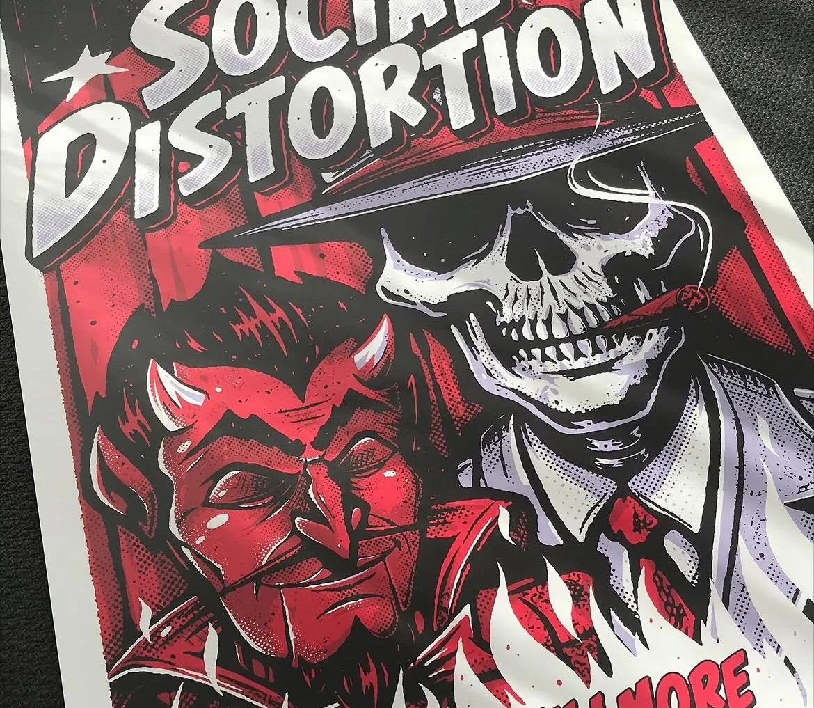 Poster de Social Distortion en serigrafía roja